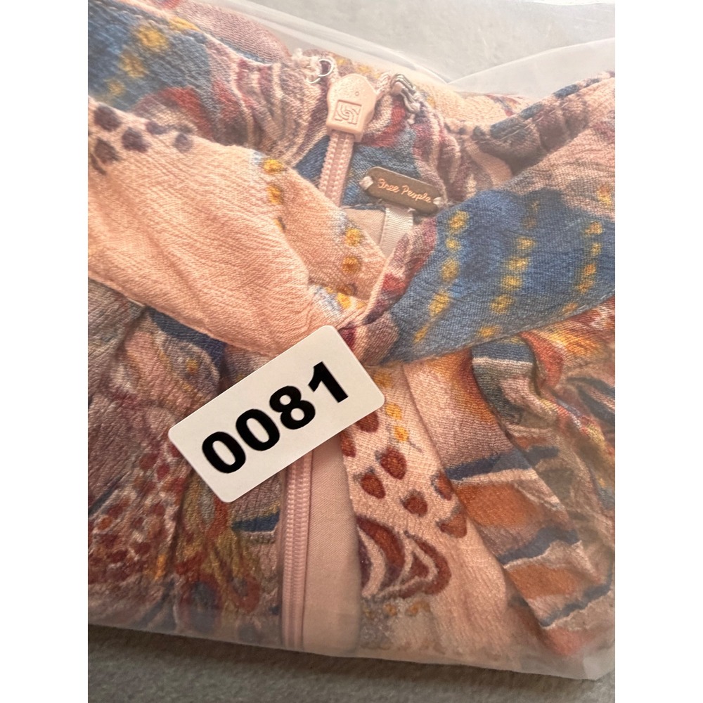 Abstract Floral Print Midi‎ Dress Puff Sleeve Boho Chic Festival - Picture 10 of 10